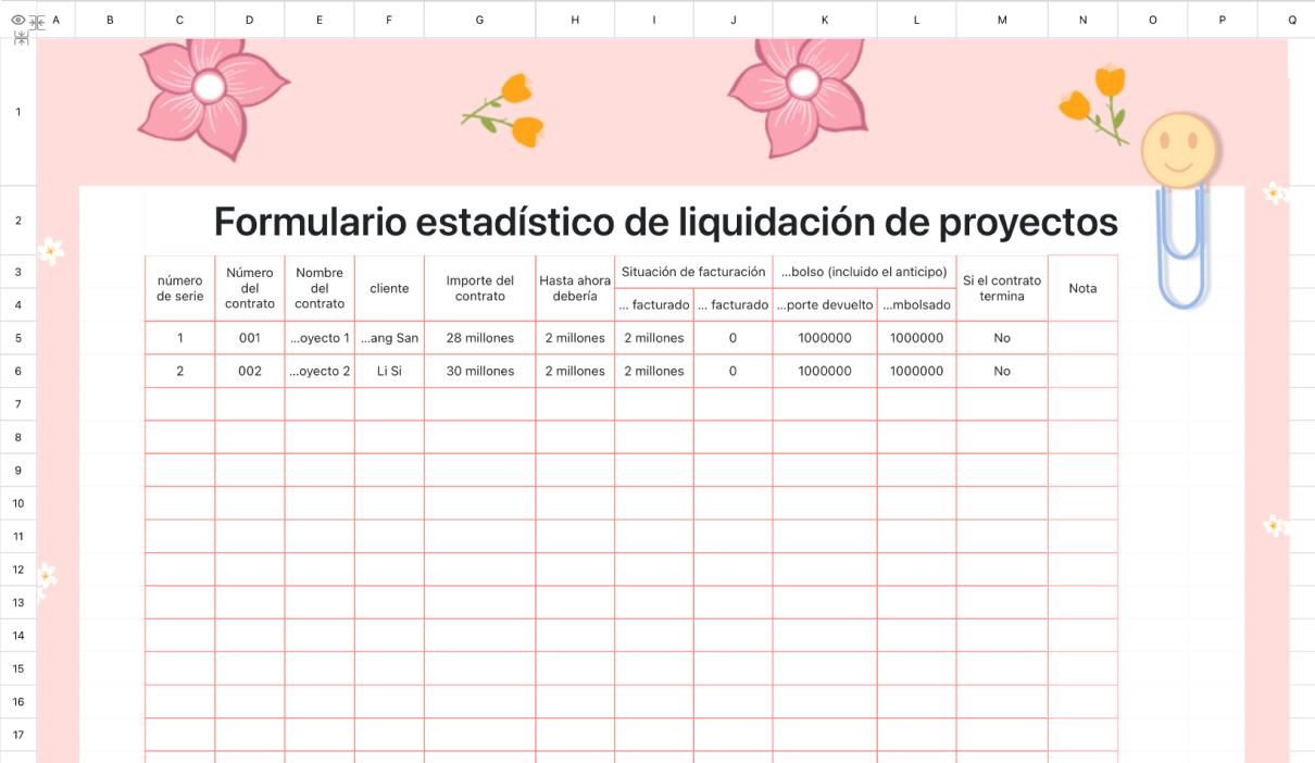 Formulario estadístico de liquidación de proyectos